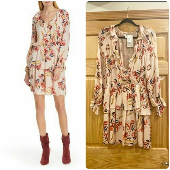 Joie Dresses & Skirts - Joie Floral Long Sleeve Ruffled Mini A-Line Dress